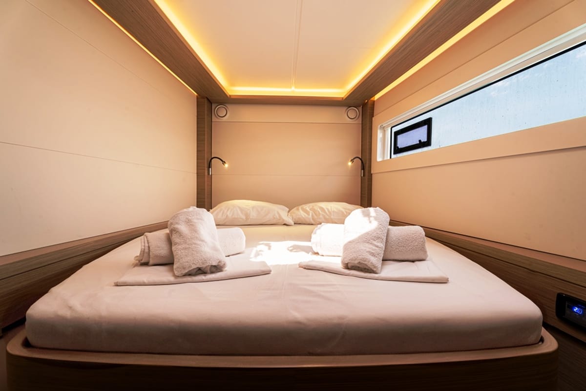 Cabin on Escape, a Lagoon 46 catamaran at Municipal Unit of Rhodes, Greece