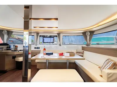 Salon of Escape, a Lagoon 46 catamaran at Municipal Unit of Rhodes, Greece