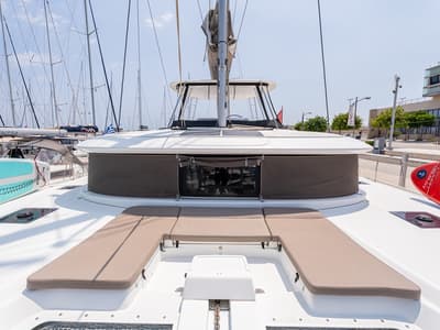 Deck of Escape, a Lagoon 46 catamaran at Municipal Unit of Rhodes, Greece