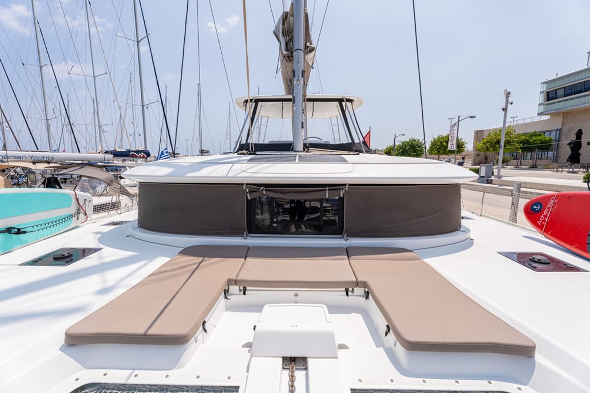 Deck of Escape, a Lagoon 46 catamaran at Municipal Unit of Rhodes, Greece