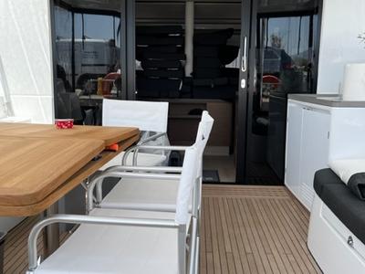 Deck of Shilouette, a Lagoon 50 catamaran at Athens, Greece