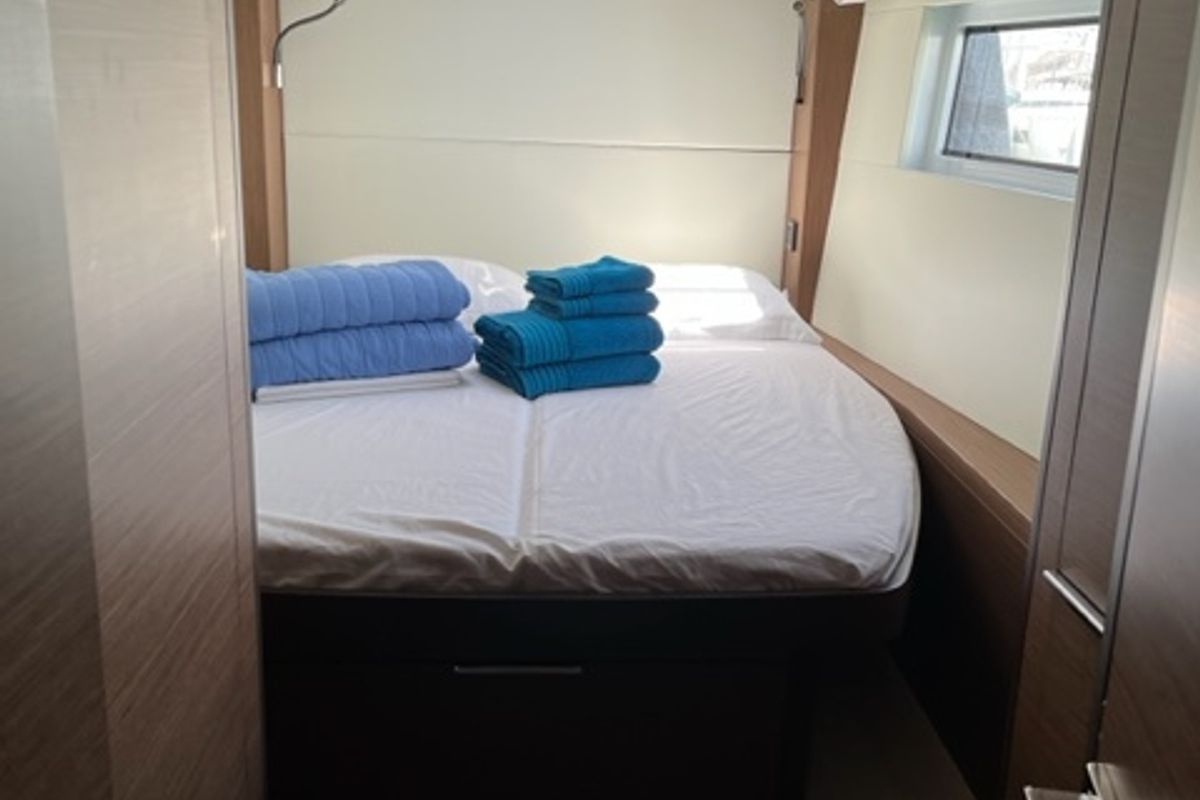 Cabin on Shilouette, a Lagoon 50 catamaran at Athens, Greece