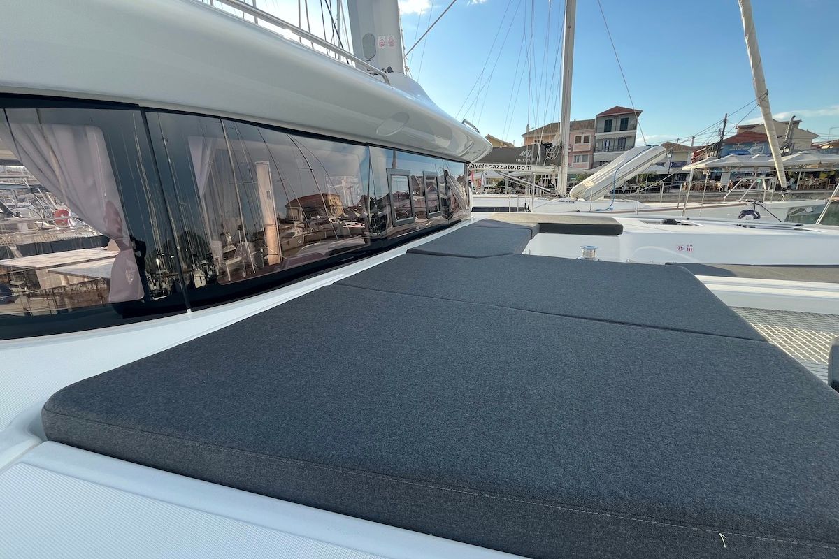 Deck of Why not 21, a Lagoon 43 catamaran at Municipal Unit of Lefkada, Greece