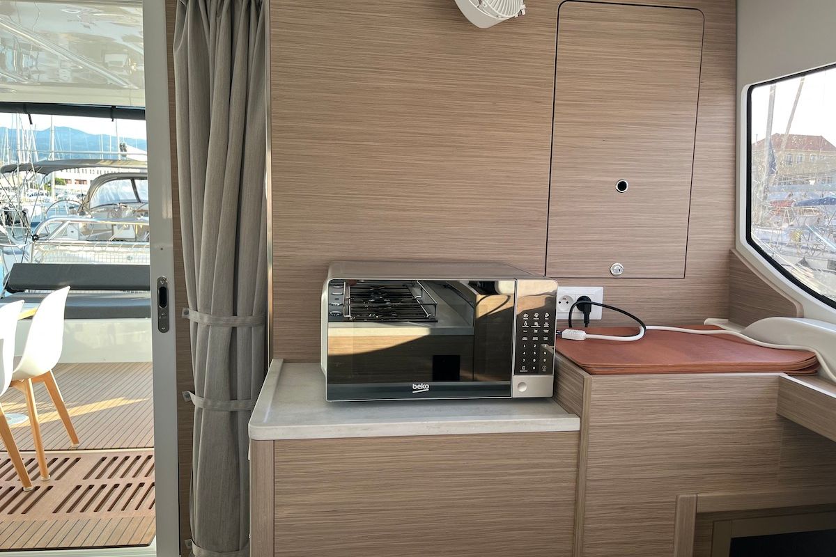 Galley of Why not 21, a Lagoon 43 catamaran at Municipal Unit of Lefkada, Greece