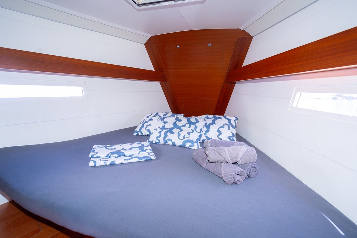 Cabin on Apus, a Dufour 412 GL sailboat at Grad Pula, Croatia