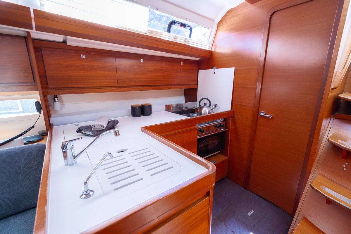 Galley of Apus, a Dufour 412 GL sailboat at Grad Pula, Croatia