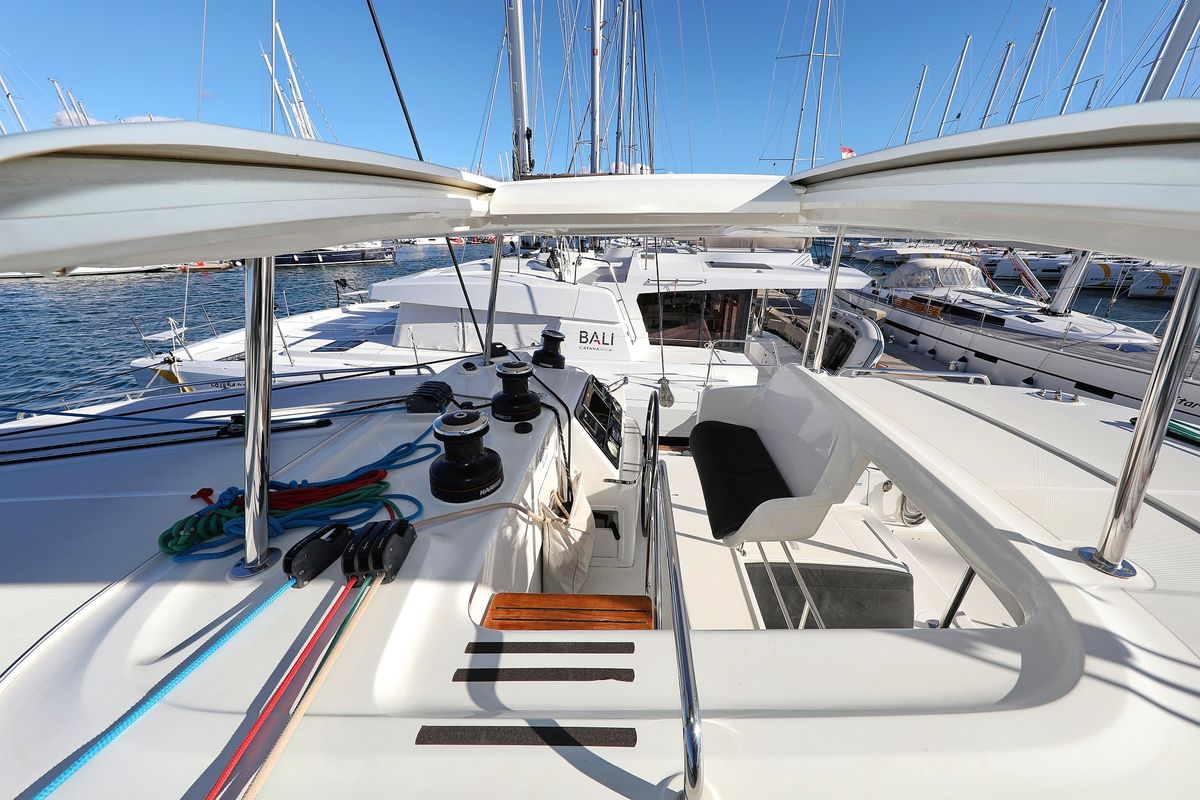 Cockpit of Adriatic Queen, a Lagoon 450 S catamaran at Grad Biograd na Moru, Croatia