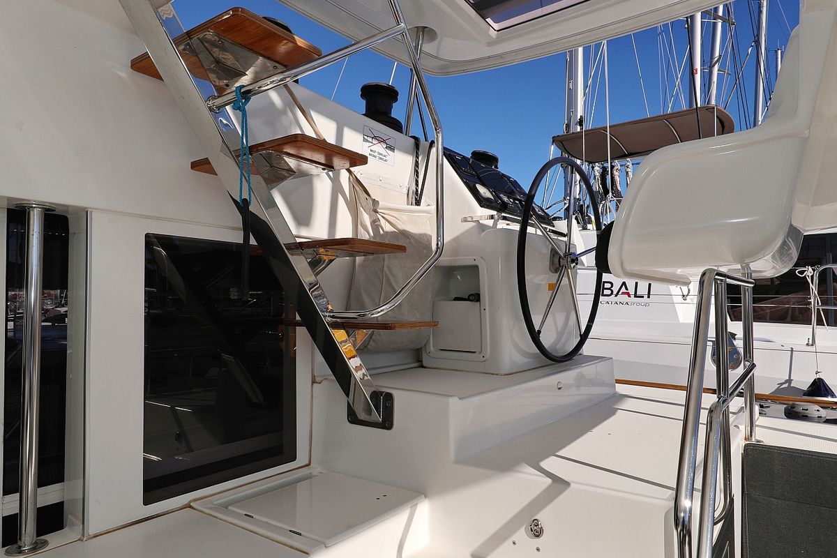 Cockpit of Adriatic Queen, a Lagoon 450 S catamaran at Grad Biograd na Moru, Croatia