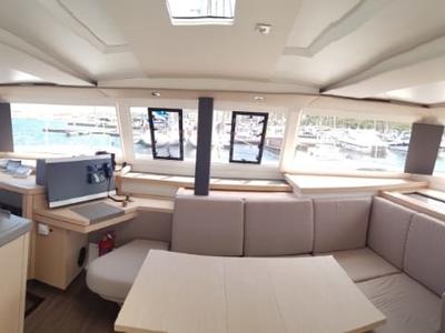 Salon of Wild Baleine, a Fountaine Pajot Astrea 42 catamaran at Lavreotiki Municipal Unit, Greece