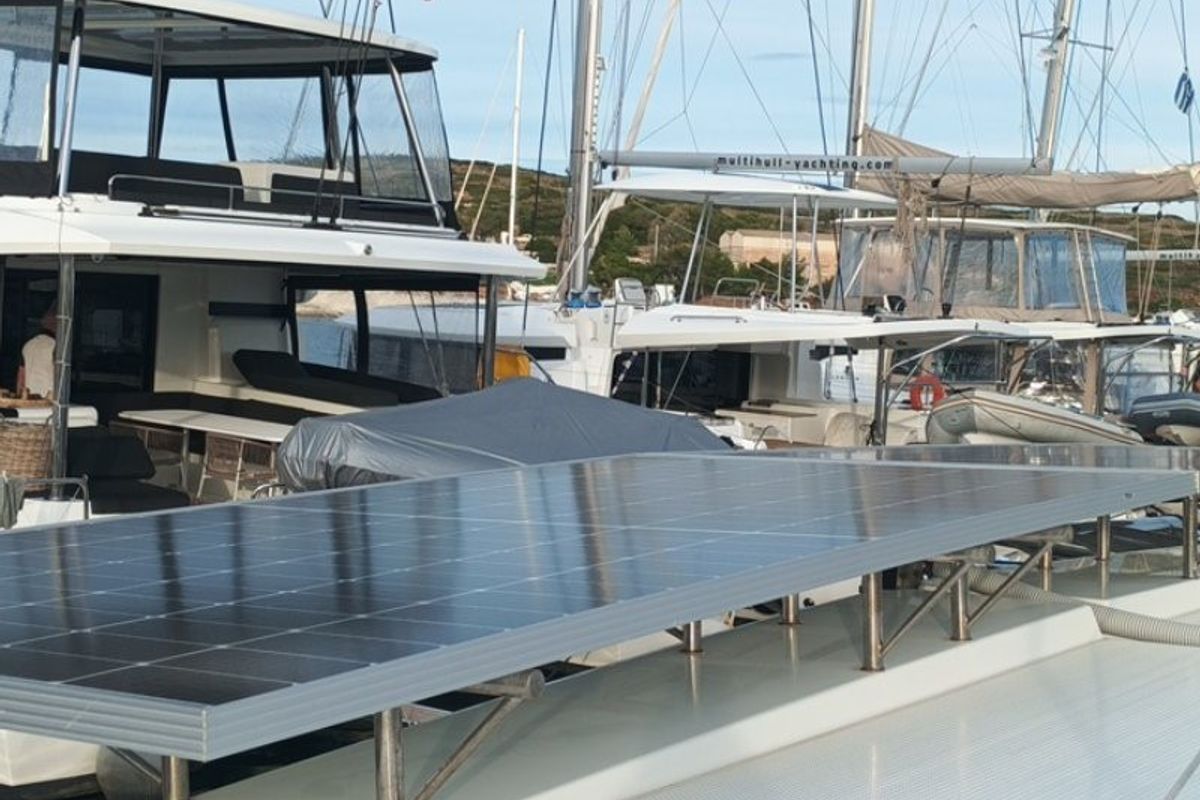 Wild Baleine, a Fountaine Pajot Astrea 42 catamaran at Lavreotiki Municipal Unit, Greece