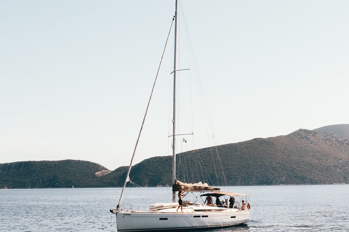 Exterior view of FILIPPOS I Boat location in LEFKAS MARINA, D-marin 1 SUP FREE, a Jeanneau Sun Odyssey 479 sailboat at Mun…