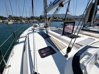 Deck of Odysseas S, a Bavaria 50 sailboat at Salamina Municipal Unit, Greece