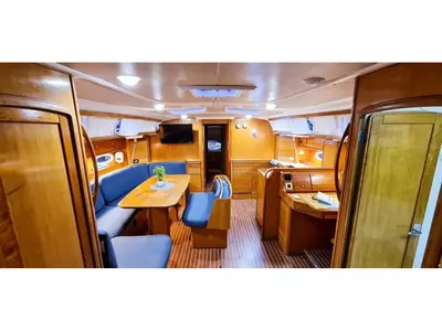 Salon of Odysseas S, a Bavaria 50 sailboat at Salamina Municipal Unit, Greece