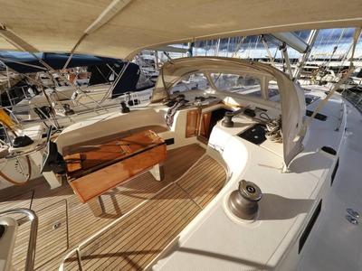 Cockpit of Odysseas S, a Bavaria 50 sailboat at Salamina Municipal Unit, Greece
