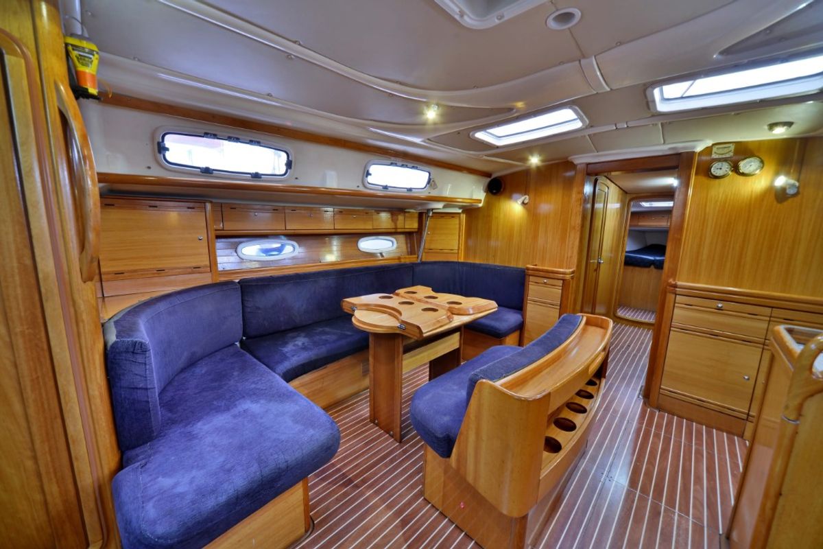 Salon of Odysseas S, a Bavaria 50 sailboat at Salamina Municipal Unit, Greece