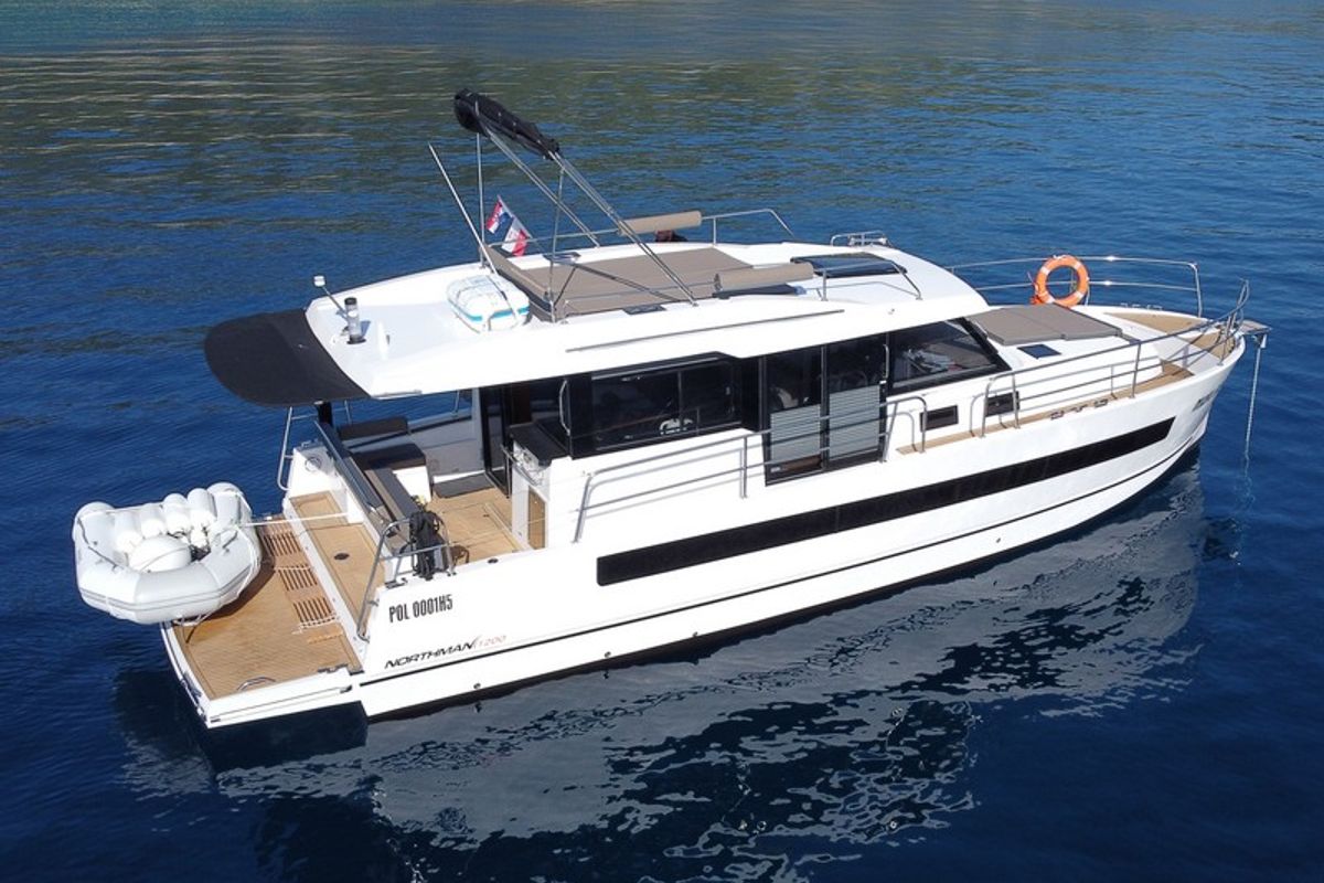 Exterior view of Maya Bay 3, a Northman 1200 motorboat at Split, Croatia