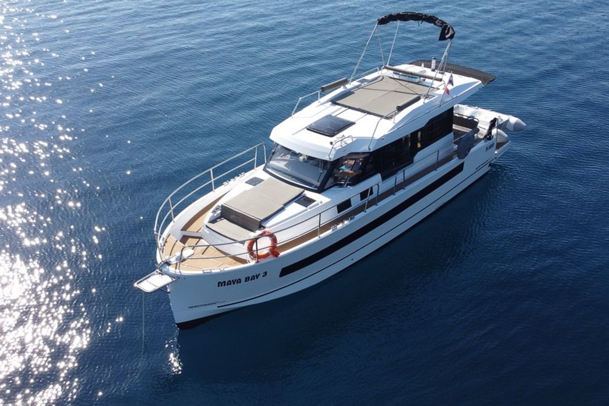 Exterior view of Maya Bay 3, a Northman 1200 motorboat at Split, Croatia