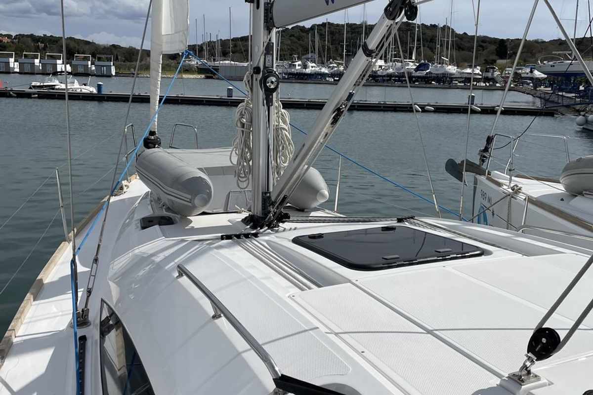 Deck of Blu, a Elan Impression 40.1 sailboat at Grad Pula, Croatia