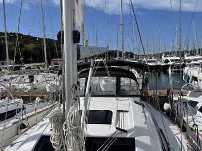 Deck of Blu, a Elan Impression 40.1 sailboat at Grad Pula, Croatia