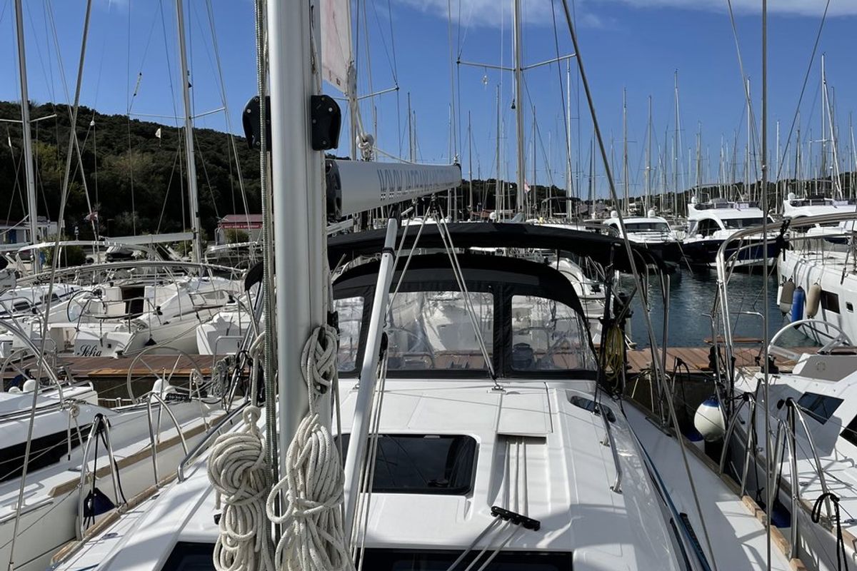 Deck of Blu, a Elan Impression 40.1 sailboat at Grad Pula, Croatia