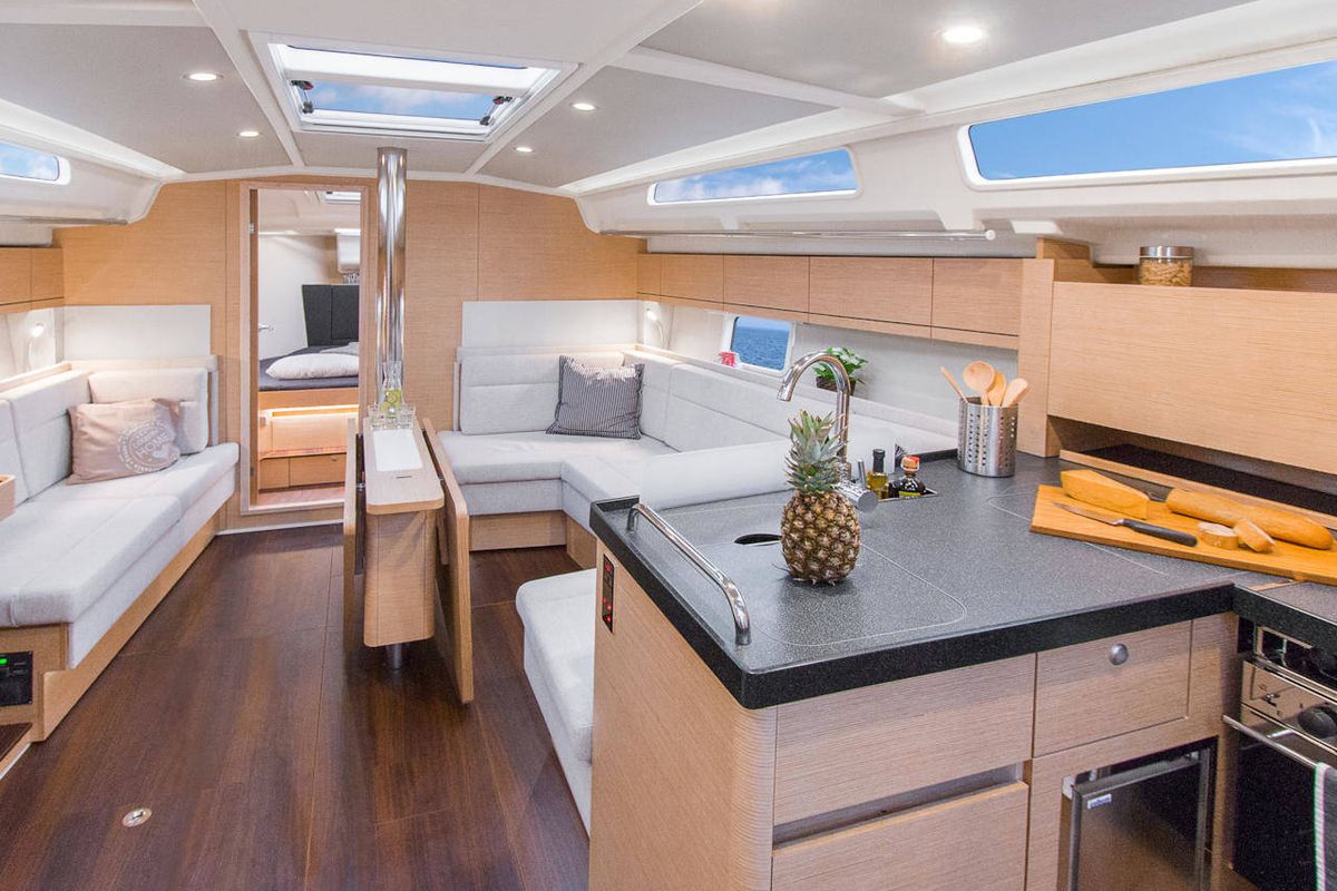Salon of Faro, a Hanse Yachts Hanse 418 sailboat at Grad Biograd na Moru, Croatia
