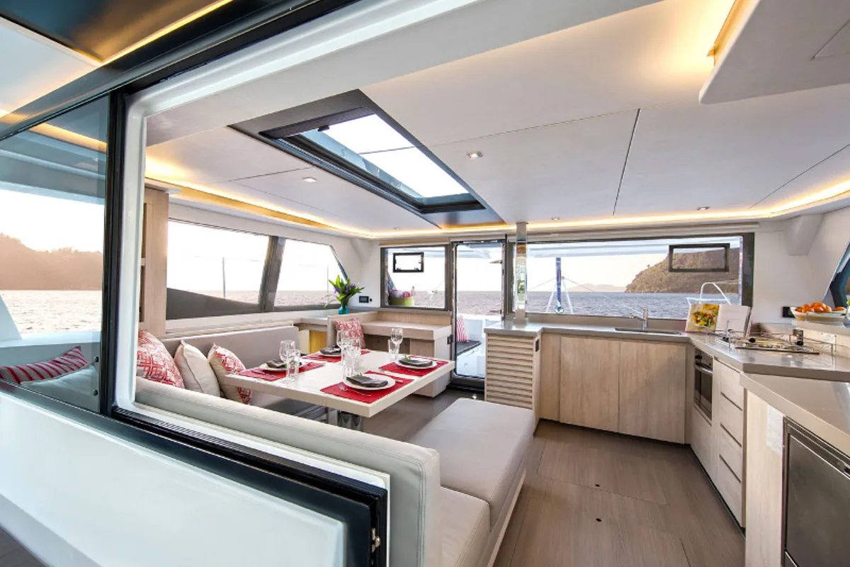 Salon of Moorings 4500L/10 Exclusive, a Leopard 45 catamaran at Road Town, British Virgin Islands