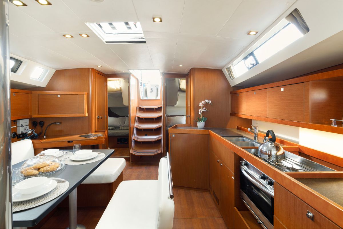 Galley of Stella, a Beneteau Oceanis 45 sailboat at Kos, Greece