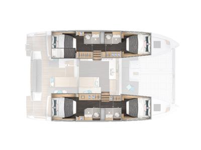 Floor plan of Kyma, a Lagoon 43 catamaran at Athens, Greece