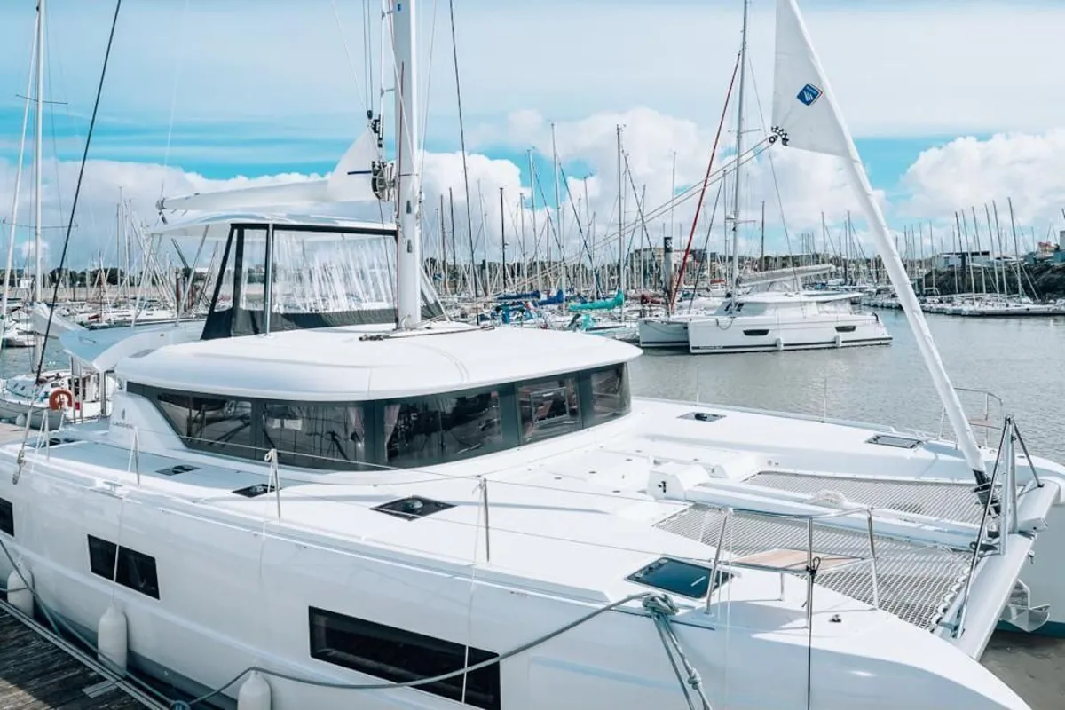 Exterior view of Delokoko, a Lagoon 46 catamaran at Alameda, United States