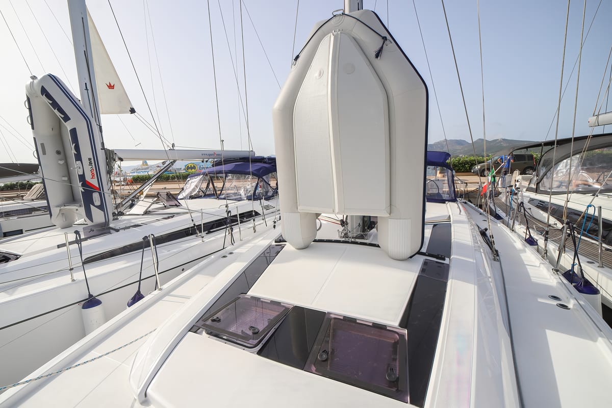 Deck of Briseide - Comfort line, a Beneteau Oceanis 51.1 sailboat at Olbia, Italy