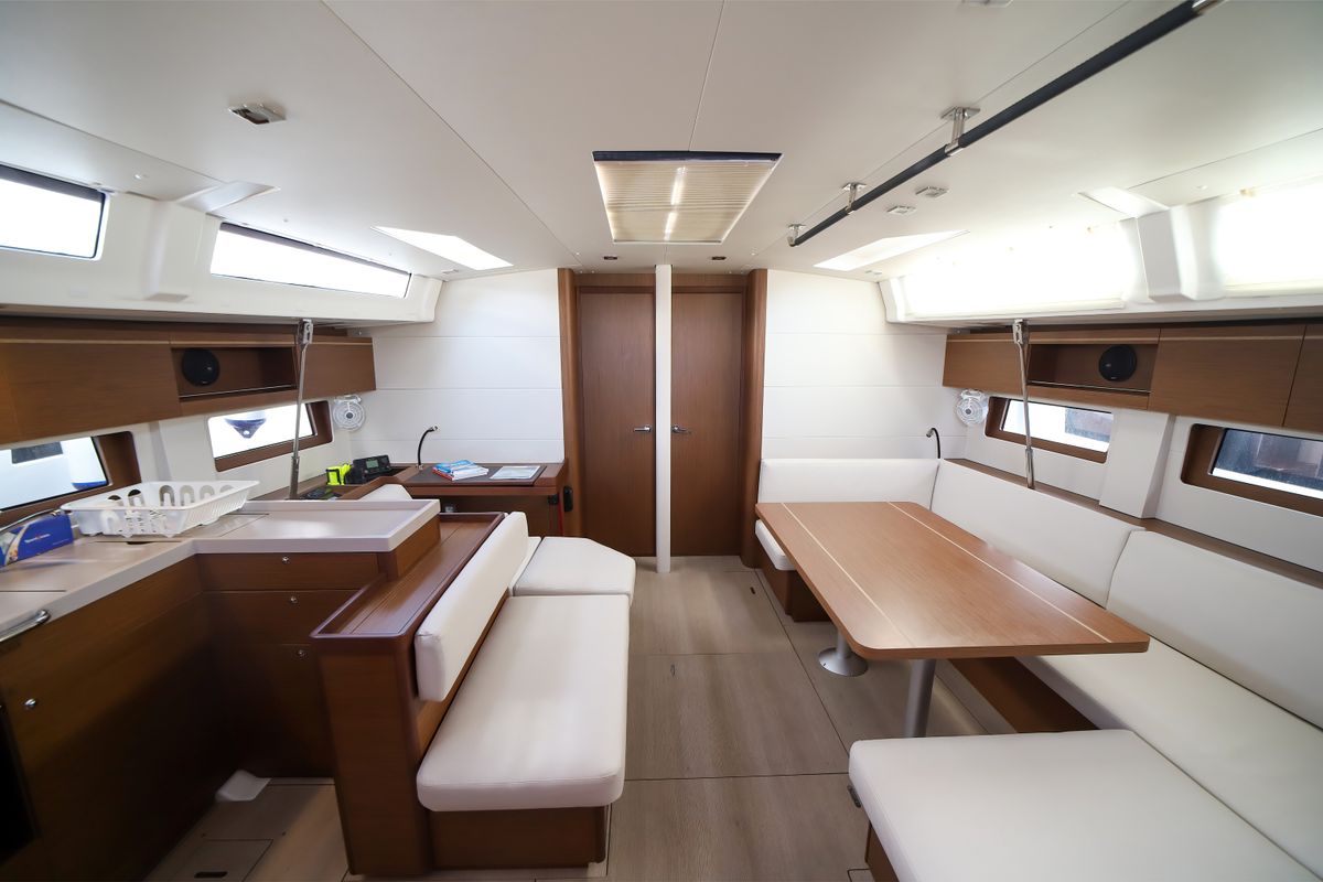 Salon of Briseide - Comfort line, a Beneteau Oceanis 51.1 sailboat at Olbia, Italy