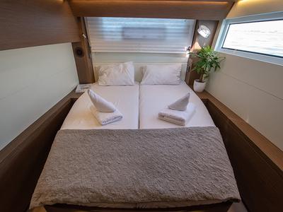 Cabin on For Sail Again, a Lagoon 50 catamaran at Athens, Greece