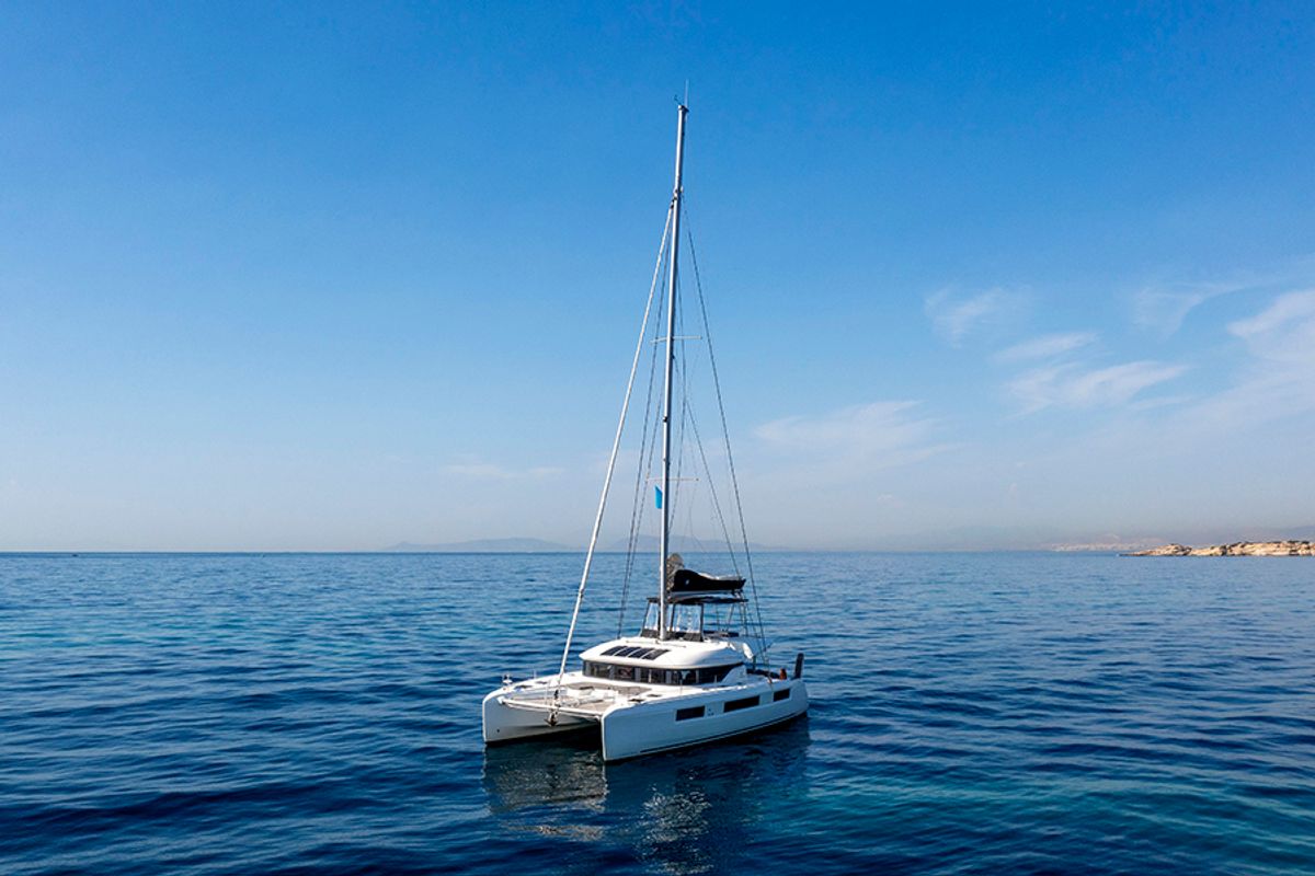 Exterior view of For Sail Again, a Lagoon 50 catamaran at Athens, Greece