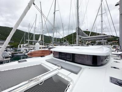 Deck of Island Riff, a Lagoon 42 catamaran at Road Town, British Virgin Islands