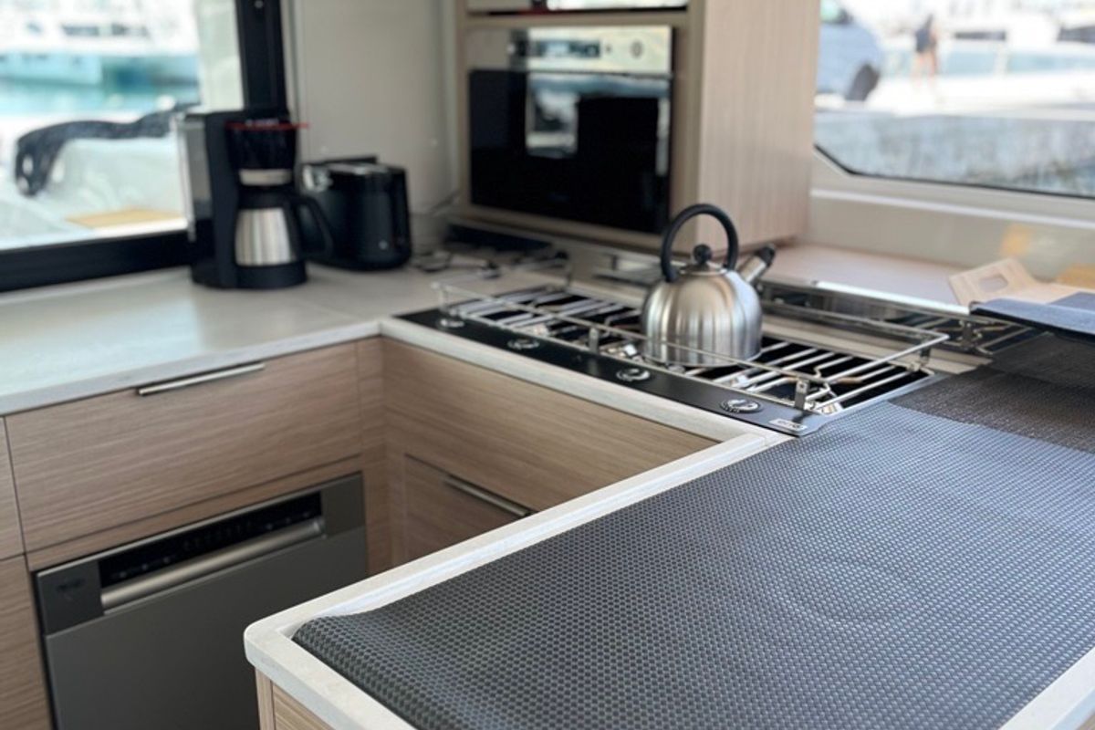 Galley of Aelia, a Lagoon 46 catamaran at Athens, Greece
