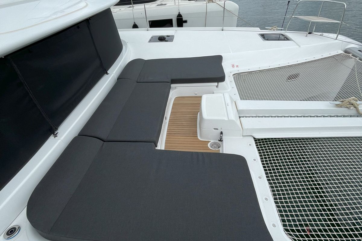 Deck of Aelia, a Lagoon 46 catamaran at Athens, Greece