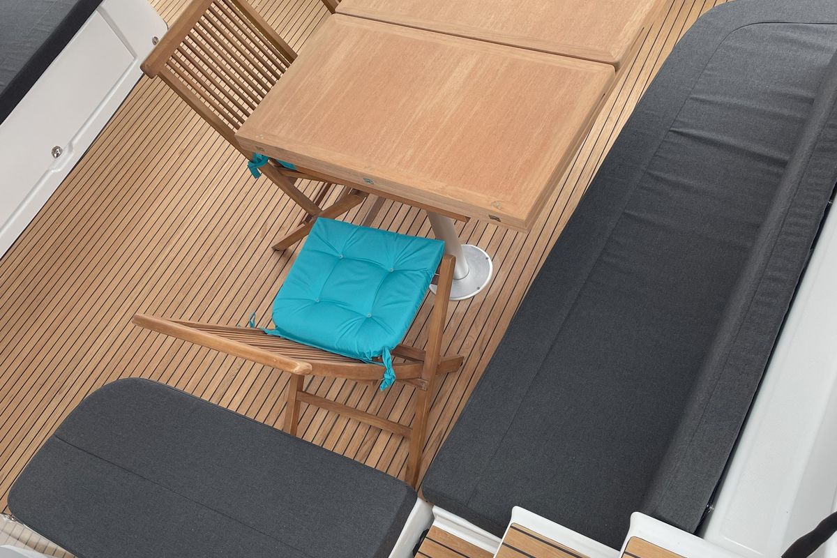 Deck of Aelia, a Lagoon 46 catamaran at Athens, Greece