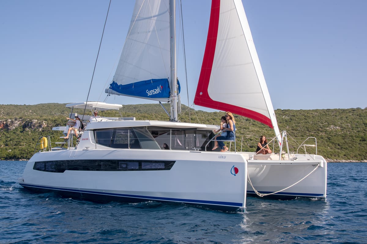 Exterior view of Sunsail 454L Premium, a Leopard 45 catamaran at Dubrovnik, Croatia