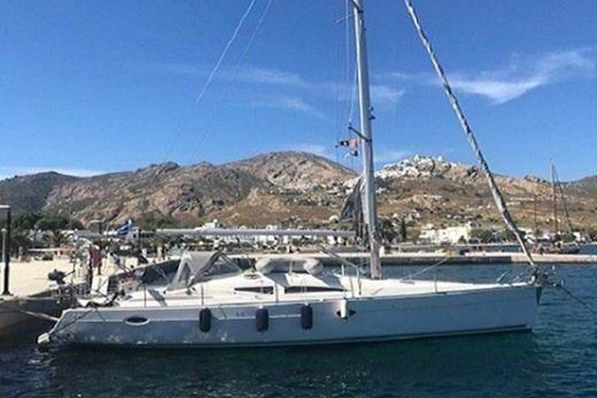 Exterior view of NAIADA , a Elan Impression 384 sailboat at Piraeus, Greece