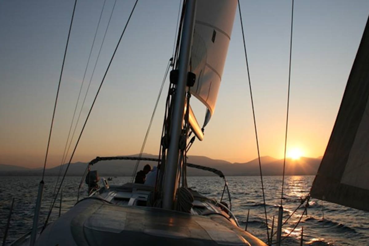Deck of NAIADA , a Elan Impression 384 sailboat at Piraeus, Greece