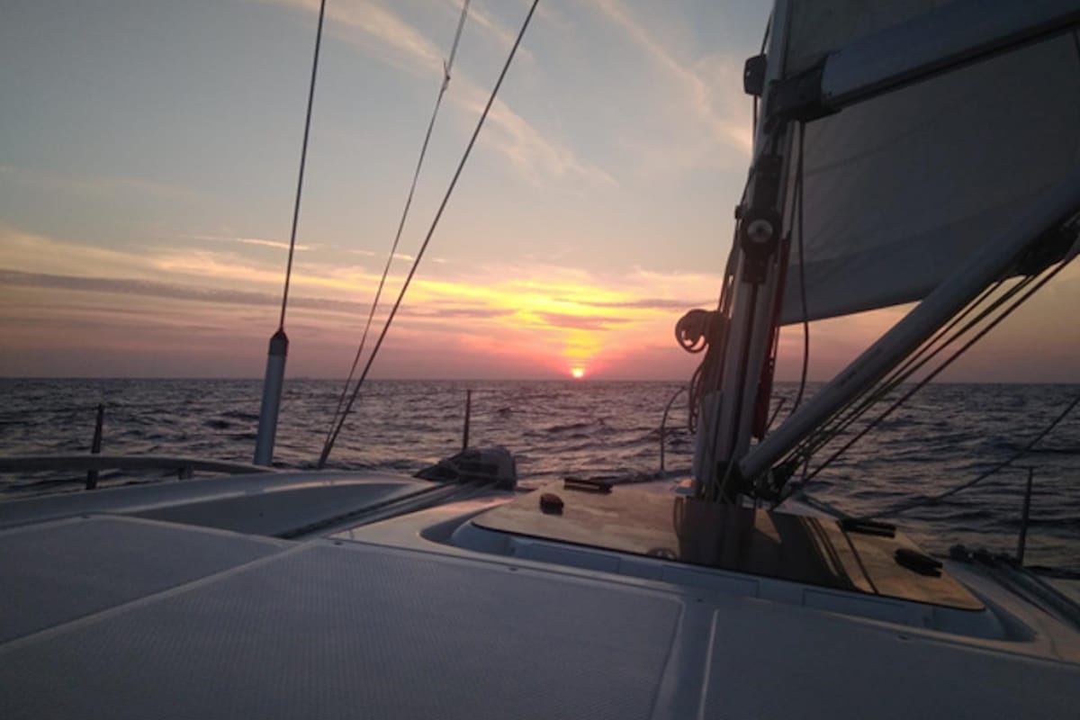 Deck of NAIADA , a Elan Impression 384 sailboat at Piraeus, Greece