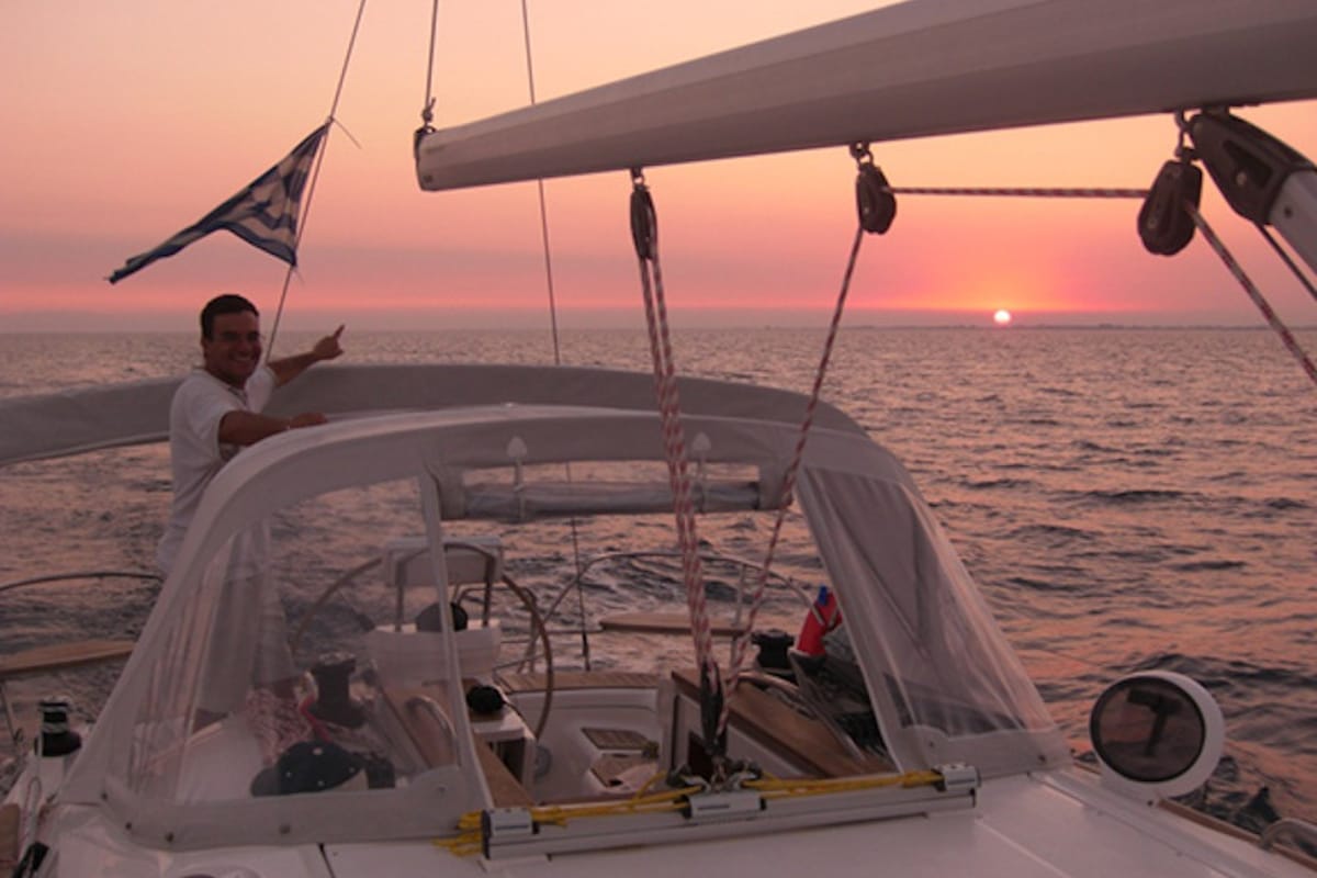 Cockpit of NAIADA , a Elan Impression 384 sailboat at Piraeus, Greece
