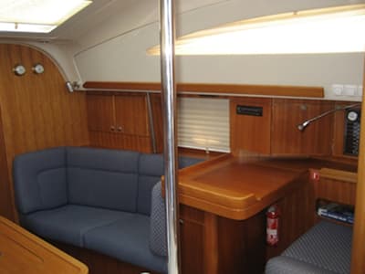 Salon of NAIADA , a Elan Impression 384 sailboat at Piraeus, Greece