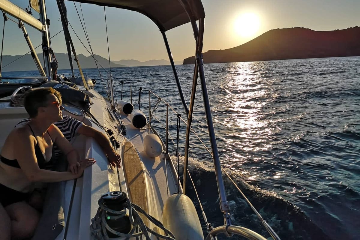 Deck of NAIADA , a Elan Impression 384 sailboat at Piraeus, Greece