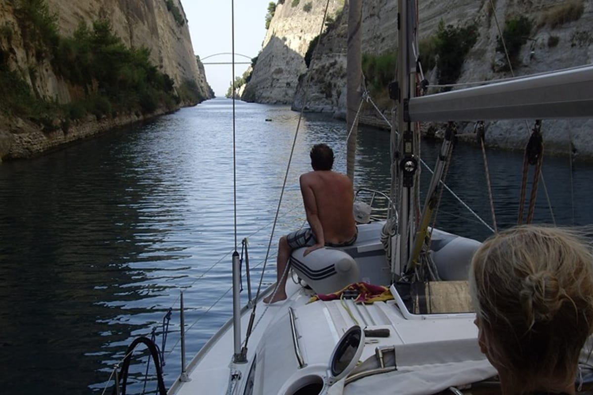 Deck of NAIADA , a Elan Impression 384 sailboat at Piraeus, Greece