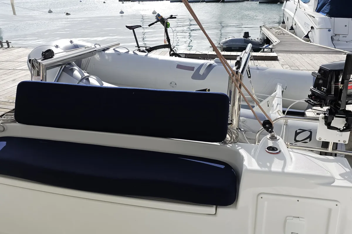 Deck of Star II, a Excess 11 catamaran at Alameda, United States
