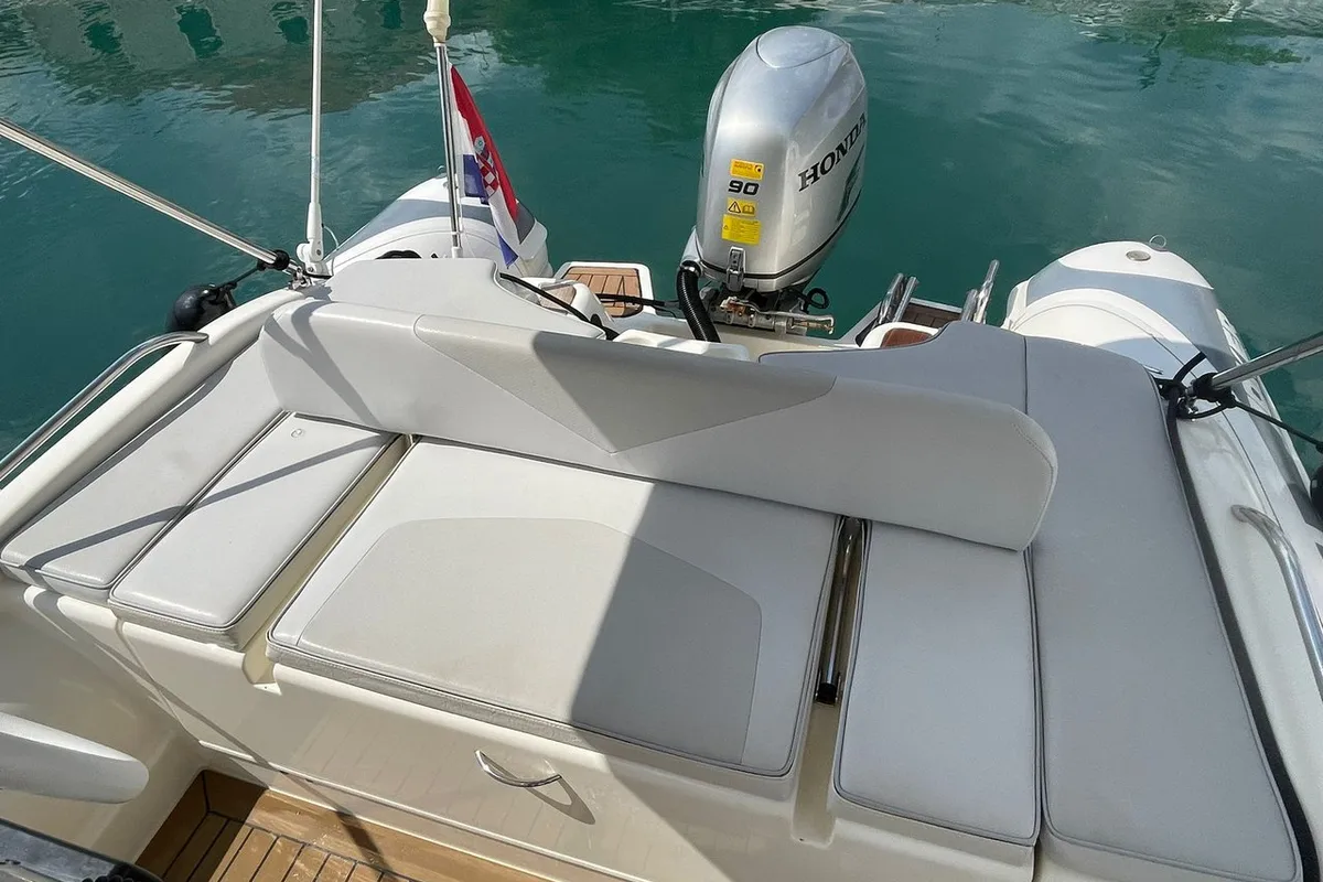 Deck of JokerBoat Wilde, a Jokerboat Wide 520 rib at Grad Trogir, Croatia