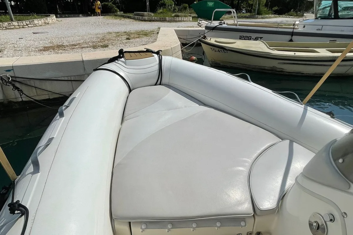 Deck of JokerBoat Wilde, a Jokerboat Wide 520 rib at Grad Trogir, Croatia