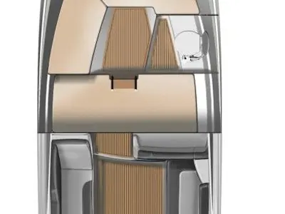 Floor plan of Sati, a Jeanneau Cap Camarat 7.5 DC motorboat at Fethiye, Turkey
