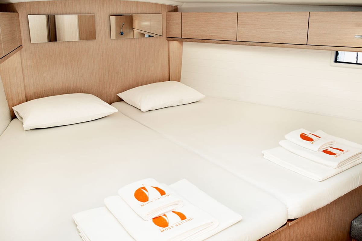Cabin on Istanbul, a Bavaria Cruiser 46 sailboat at Fethiye, Turkey